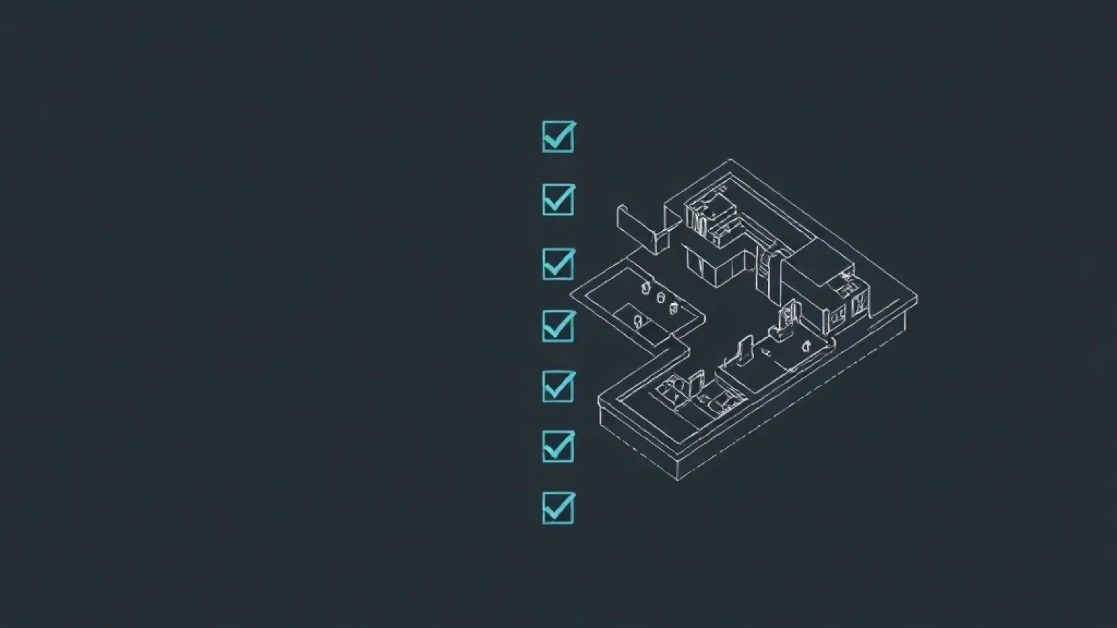 Plano de un hospital nuevo con checklist de requisitos normativos y técnicos